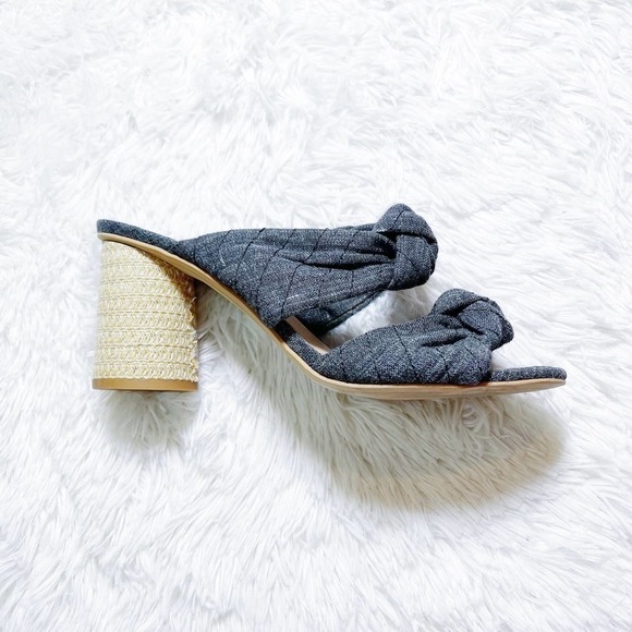 Dolce Vita Grey Braided Open Toe Cork Heel Sandal SZ8 - Picture 4 of 8